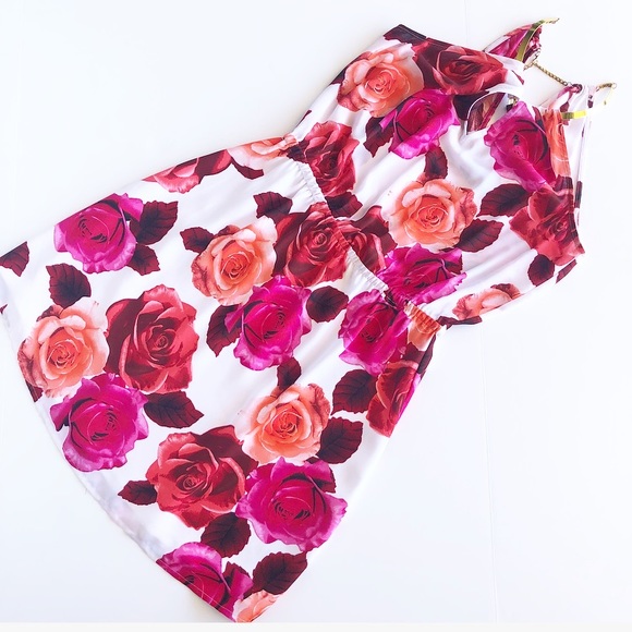 bebe Dresses & Skirts - Bebe pink floral dress with gold necklace bebe Dresses & Skirts - Bebe pink floral dress with gold necklace